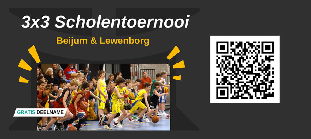 18 Februari 3x3 (basketbal) scholentoernooi Beijum & Lewenborg. Meld je nu aan !